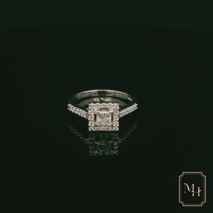 Elegant Square Diamond Engagement Ring