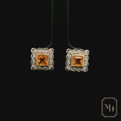 Princess-Cut Sapphire Diamond Earrings
