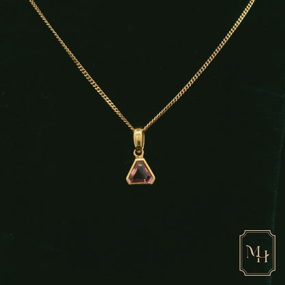 Sapphire Corner-Cut Gold Pendant
