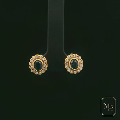 Diamond Sapphire Halo Earrings