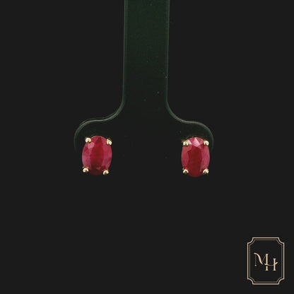 Solitaire Ruby Stud Earrings