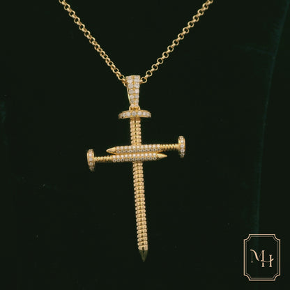 Gold Nail-Cross Pendant