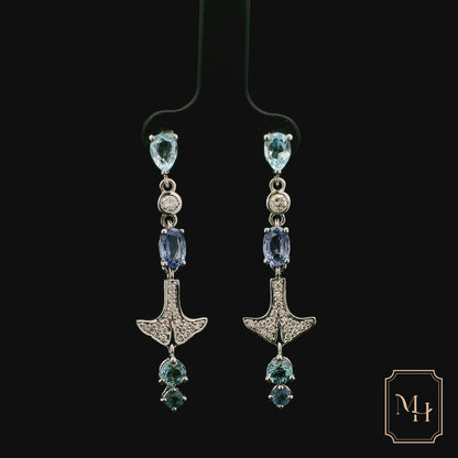 Diamond Anchored-Drop Earrings