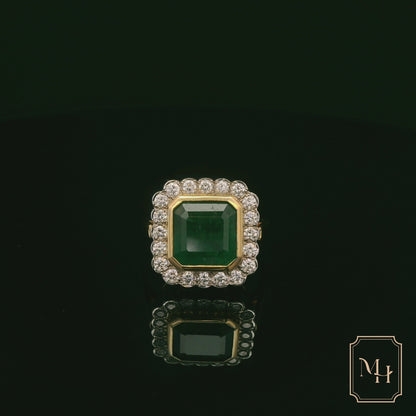 Emerald & Diamond Halo Ring