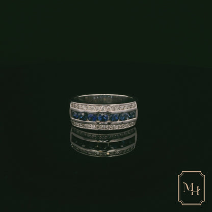 Channel-Set Sapphire & Diamond Ring