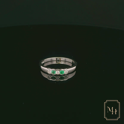 Emerald & Diamond White Gold Ring