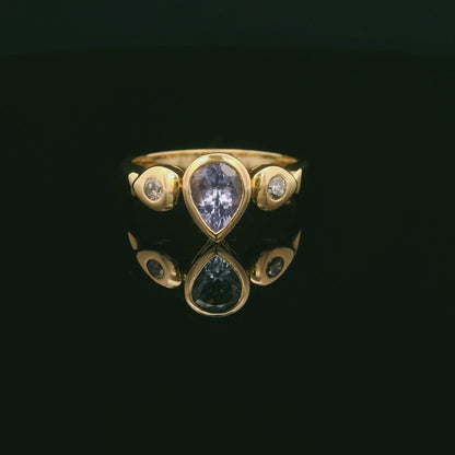 Tanzanite Pear-Shaped Diamond Ring