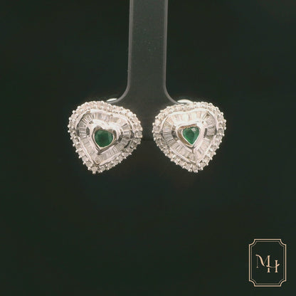 Heart-Shaped Emerald Earrings