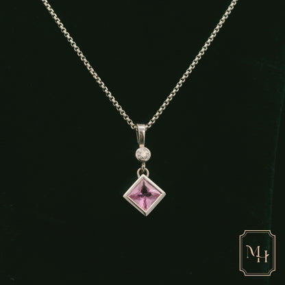 Pink Sapphire & Diamond Pendant