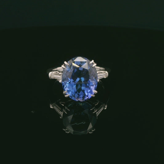 Tanzanite-Baguette Diamond Ring