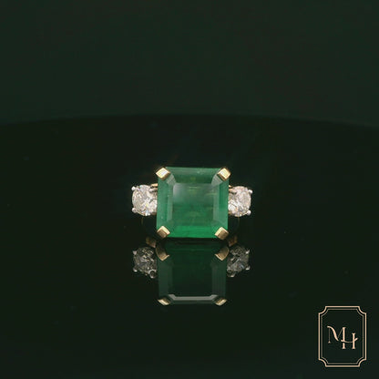 Emerald & Diamond Triad Ring