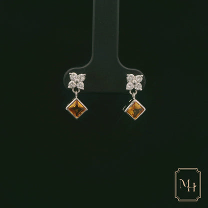 Citrine & Diamond Earrings