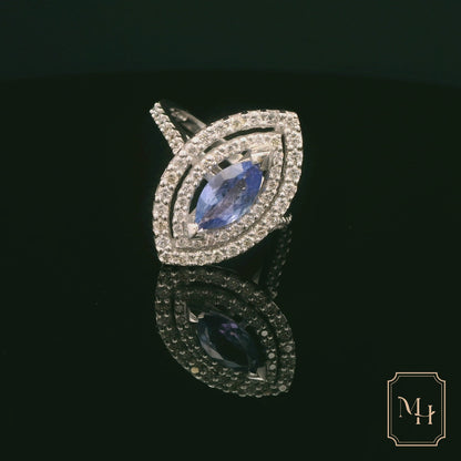 Marquise Tanzanite & Double Halo Diamond Ring