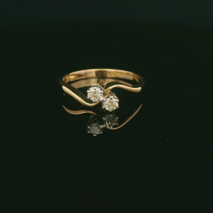 Elegant Two-Stone Diamond Gold Ring