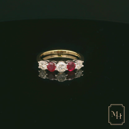 Five-Stone Diamond & Ruby Ring