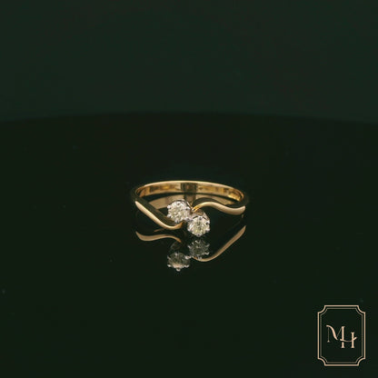Elegant Two-Stone Diamond Gold Ring
