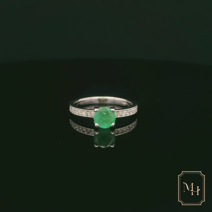 Solitaire Emerald & Diamond Ring