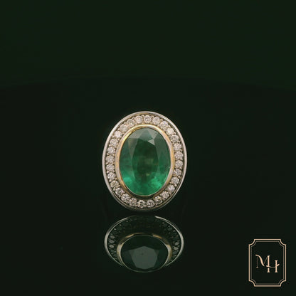 Emerald & Diamond Halo Ring