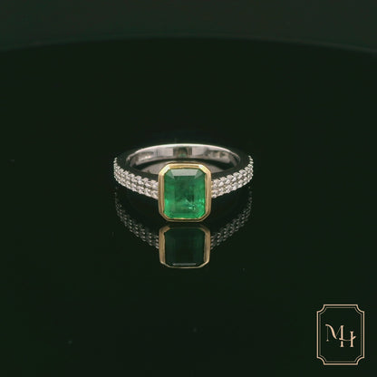 Emerald & Diamond Bridge Ring