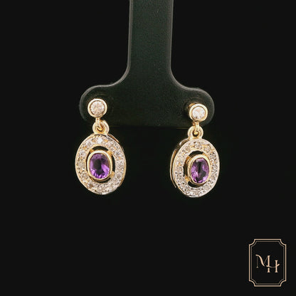 Amethyst & Diamond Cluster Earrings
