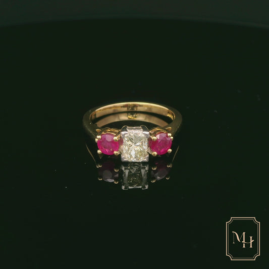 Three-Stone Ruby & Diamond Ring