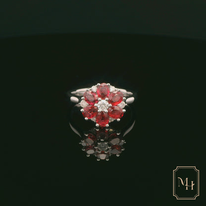 Ruby & Diamond Floral Ring