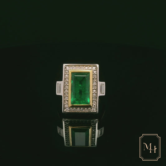 Emerald & Diamond Cluster Ring