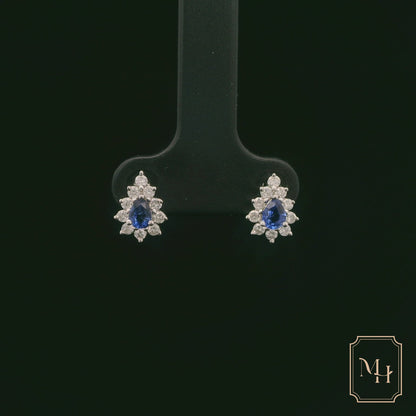Sapphire & Diamond Floral Earrings